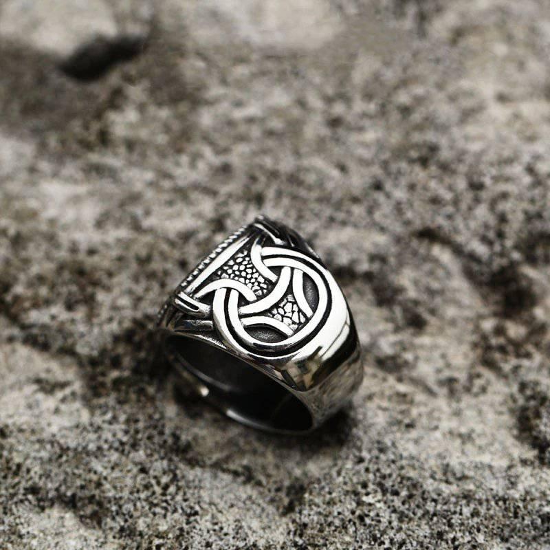 Vegvisir Serpent Ouroboros Ring - Stainless Steel - Norsegarde
