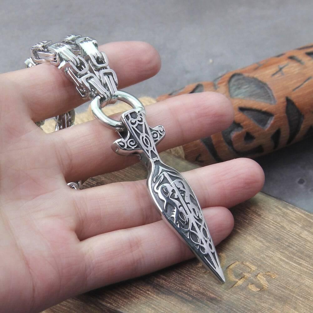 Viking Spearhead Necklace with Heavy Chain - Stainless Steel - Norsegarde