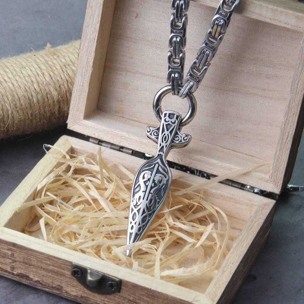 Viking Spearhead Necklace with Heavy Chain - Stainless Steel - Norsegarde