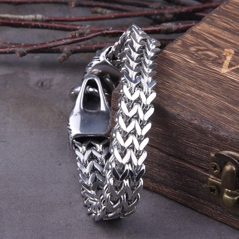 Wolf's Bite Heavy Chain Bracelet - Stainless Steel - Norsegarde